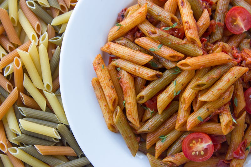 Penne arrabbiata pasta with spicy tomato sauce
